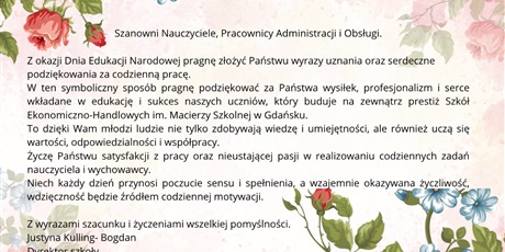 Życzenia z okazji Dnia Edukacji Narodowej